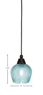 Any One Light Mini Pendant in Dark Granite with Turquoise Textured Shade