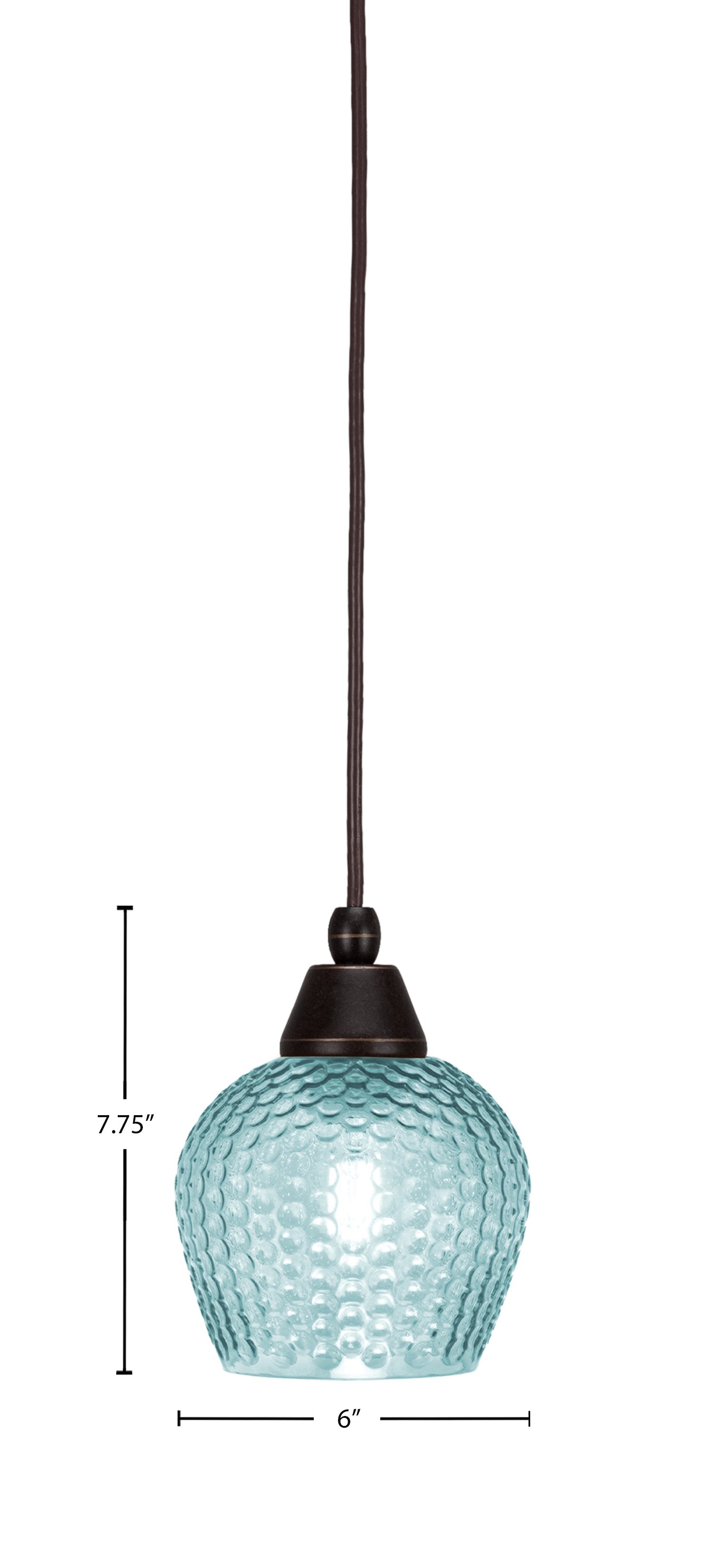 Any One Light Mini Pendant in Dark Granite with Turquoise Textured Shade