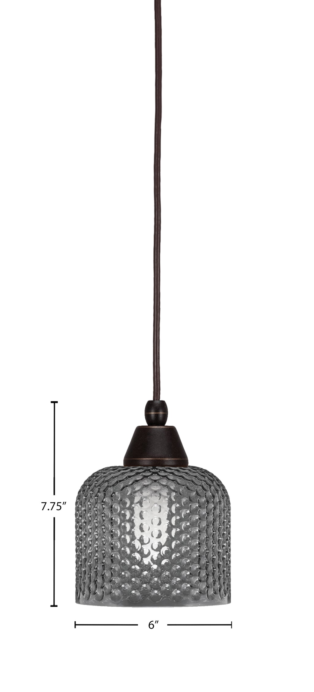 Any One Light Mini Pendant in Dark Granite with Smoke Textured Shade