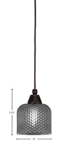 Any One Light Mini Pendant in Dark Granite with Smoke Textured Shade
