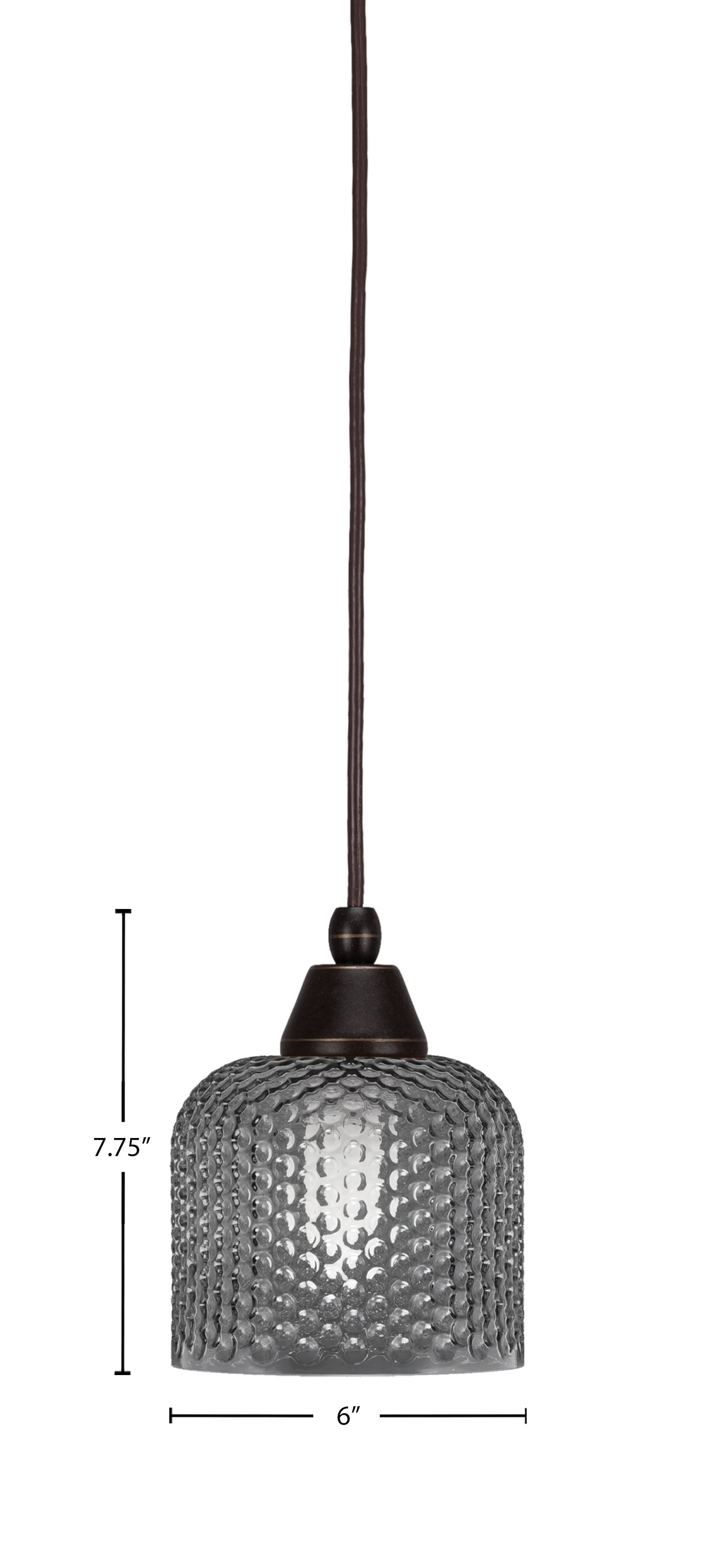 Any One Light Mini Pendant in Dark Granite with Smoke Textured Shade