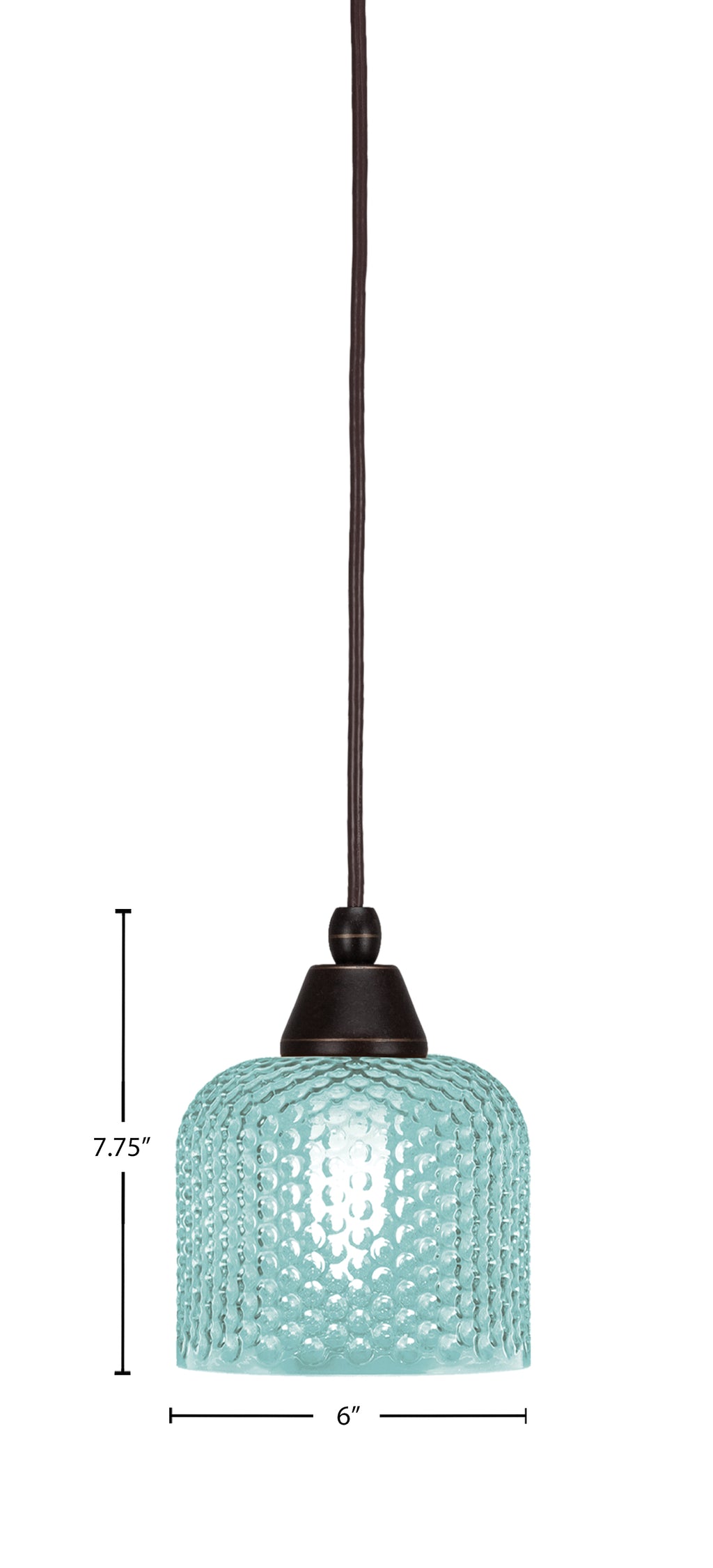 Any One Light Mini Pendant in Dark Granite with Turquoise Textured Shade
