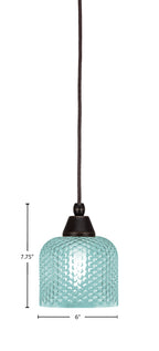 Any One Light Mini Pendant in Dark Granite with Turquoise Textured Shade