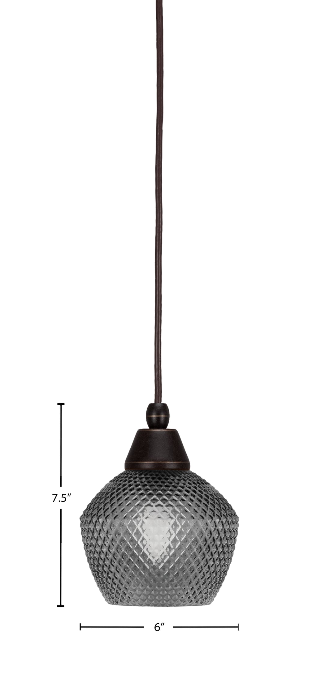 Any One Light Mini Pendant in Dark Granite with Smoke Textured Shade