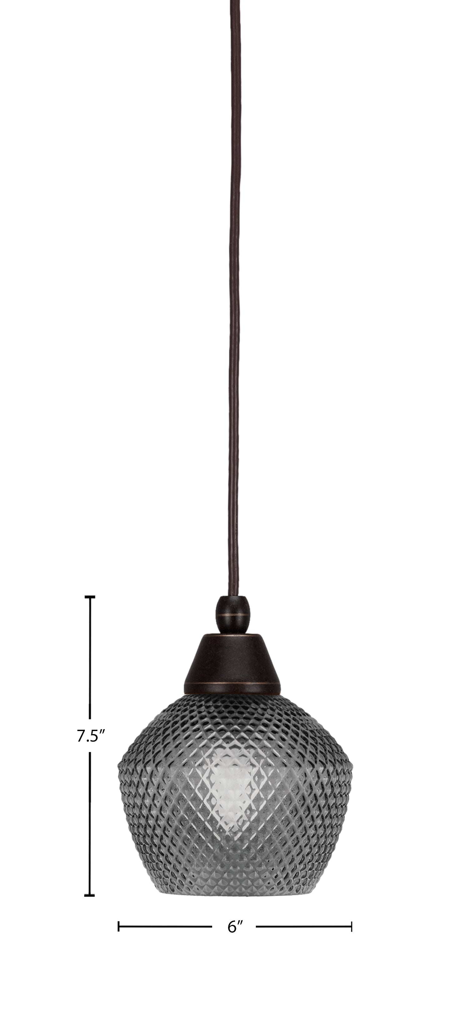 Any One Light Mini Pendant in Dark Granite with Smoke Textured Shade