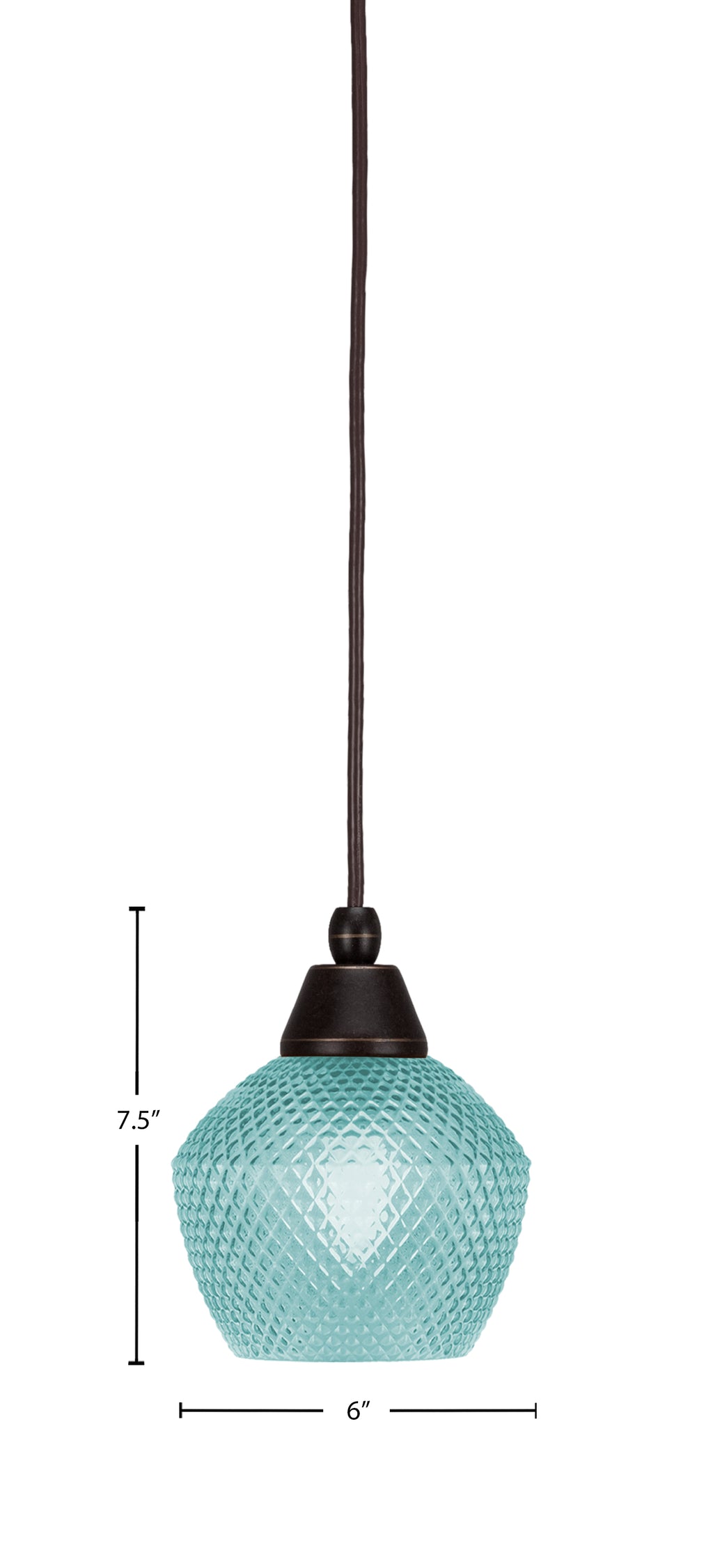 Any One Light Mini Pendant in Dark Granite with Turquoise Textured Shade