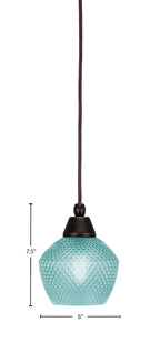 Any One Light Mini Pendant in Dark Granite with Turquoise Textured Shade