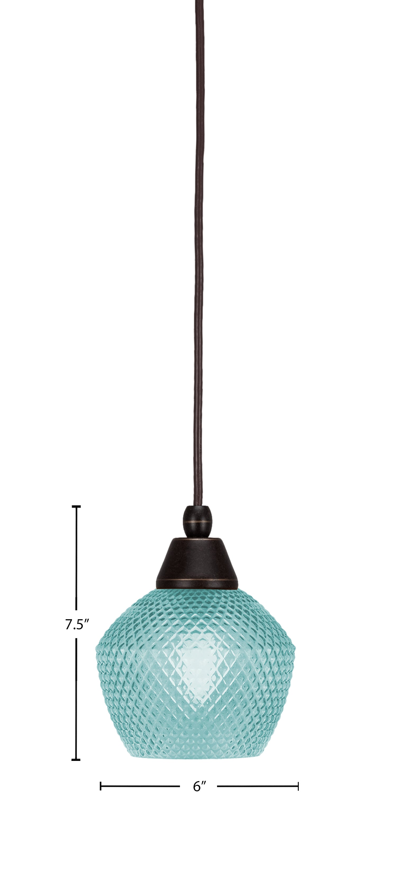 Any One Light Mini Pendant in Dark Granite with Turquoise Textured Shade