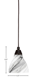 Any One Light Mini Pendant in Dark Granite with Onyx Swirl Shade