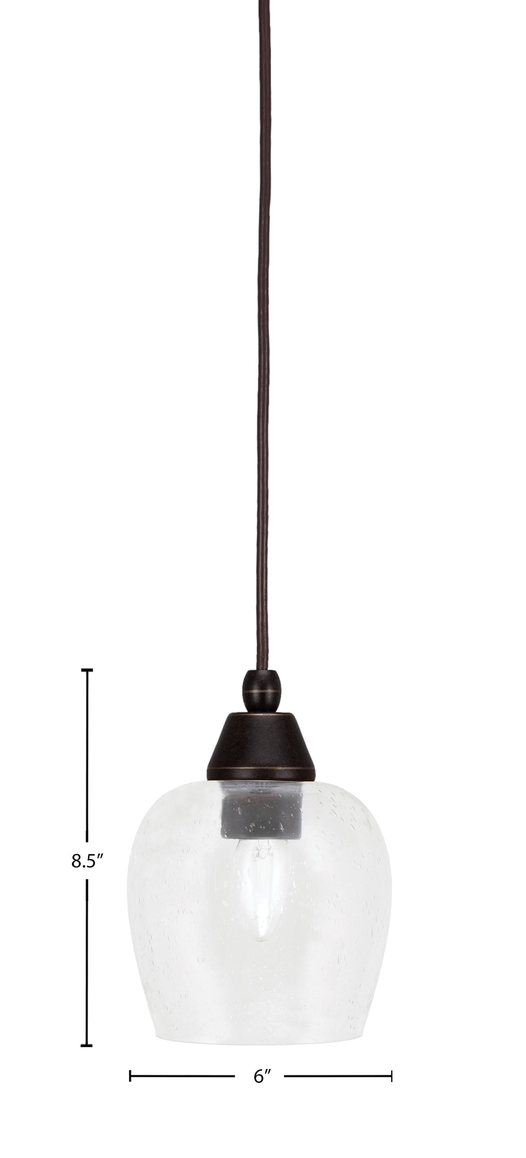 Any One Light Mini Pendant in Dark Granite with Clear Bubble Shade