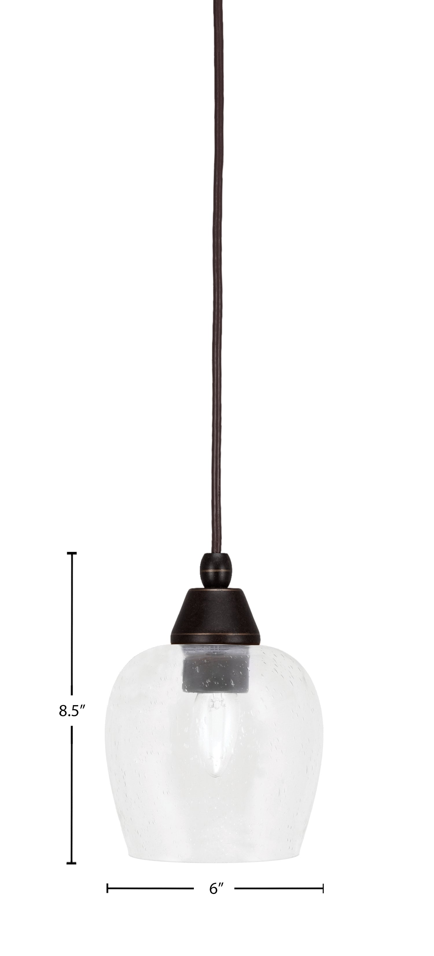 Any One Light Mini Pendant in Dark Granite with Clear Bubble Shade