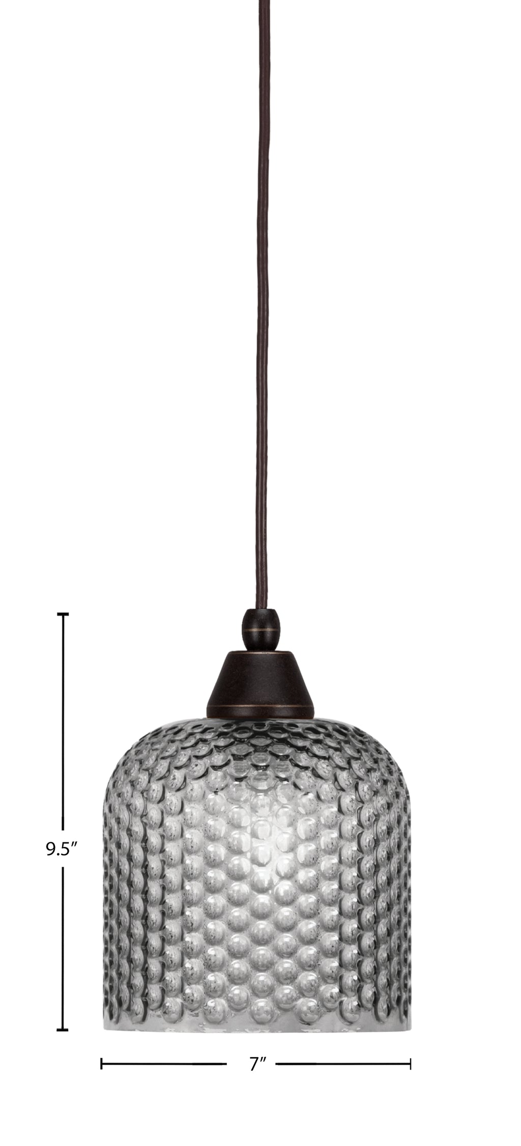 Any One Light Mini Pendant in Dark Granite with Smoke Textured Shade