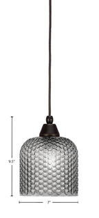 Any One Light Mini Pendant in Dark Granite with Smoke Textured Shade
