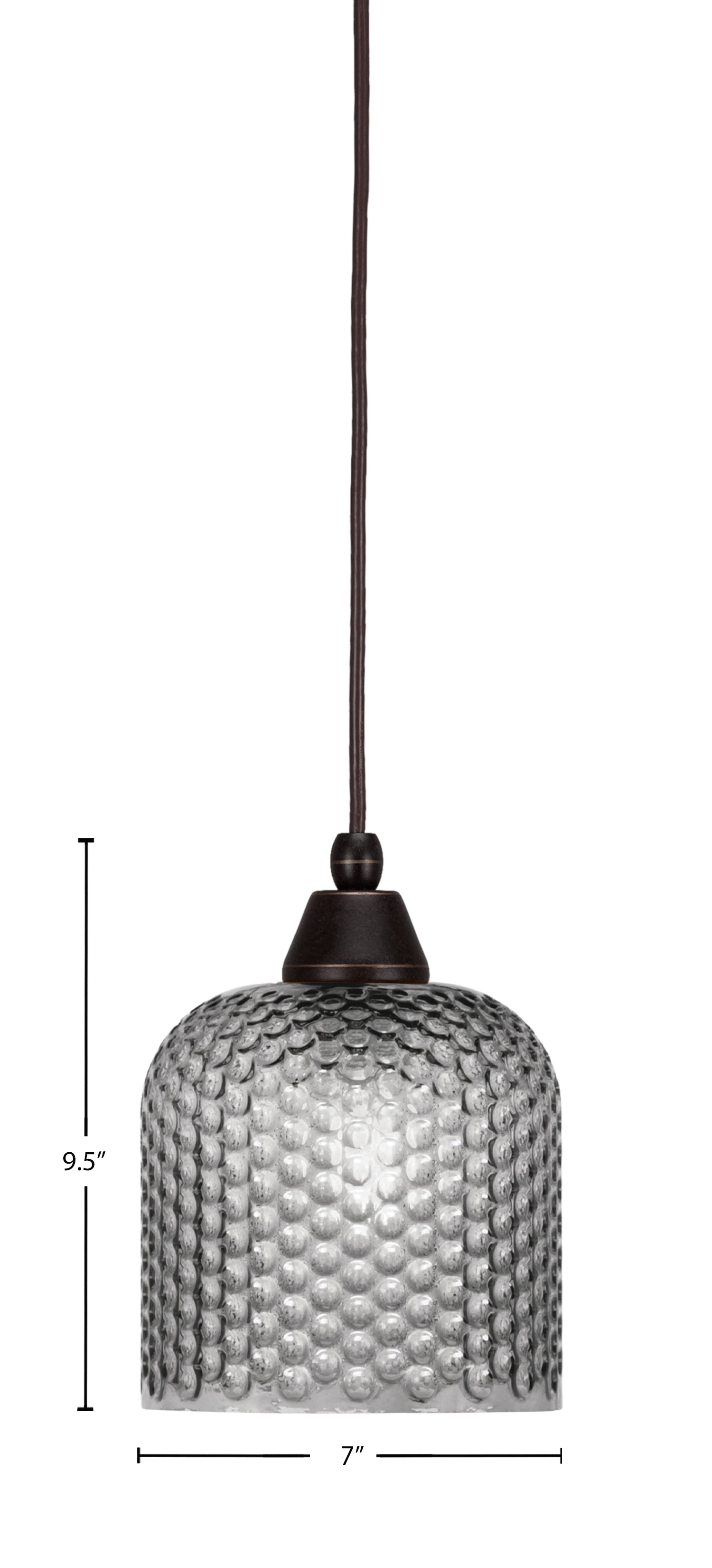 Any One Light Mini Pendant in Dark Granite with Smoke Textured Shade