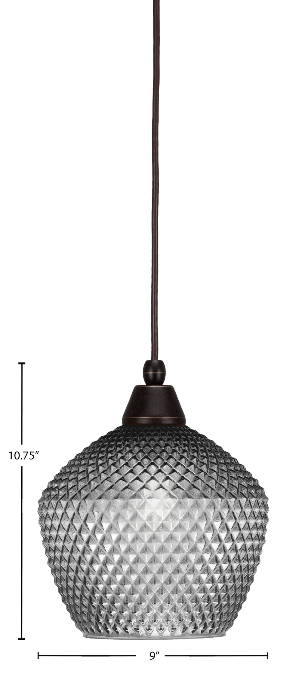 Any One Light Mini Pendant in Dark Granite with Smoke Textured Shade