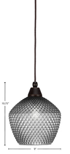 Any One Light Mini Pendant in Dark Granite with Smoke Textured Shade