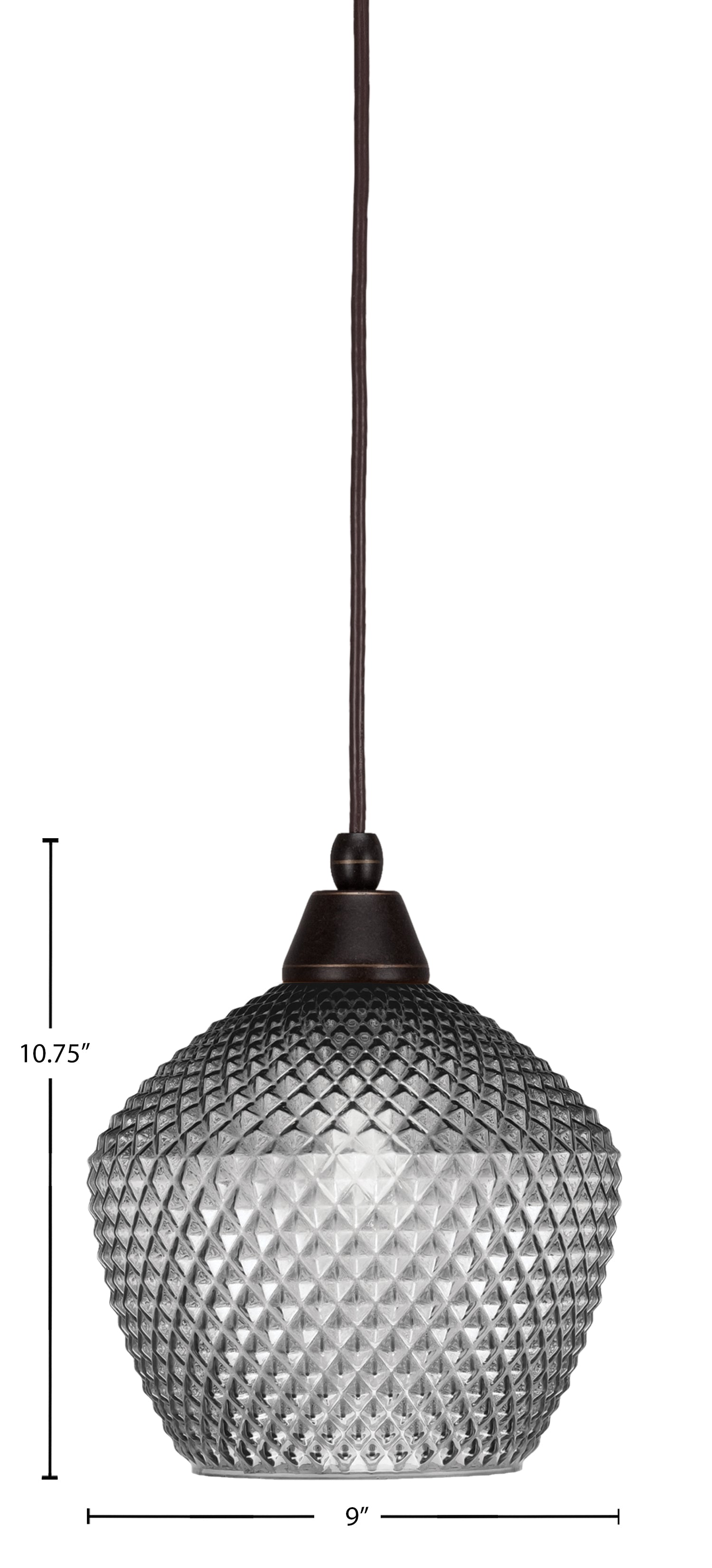 Any One Light Mini Pendant in Dark Granite with Smoke Textured Shade