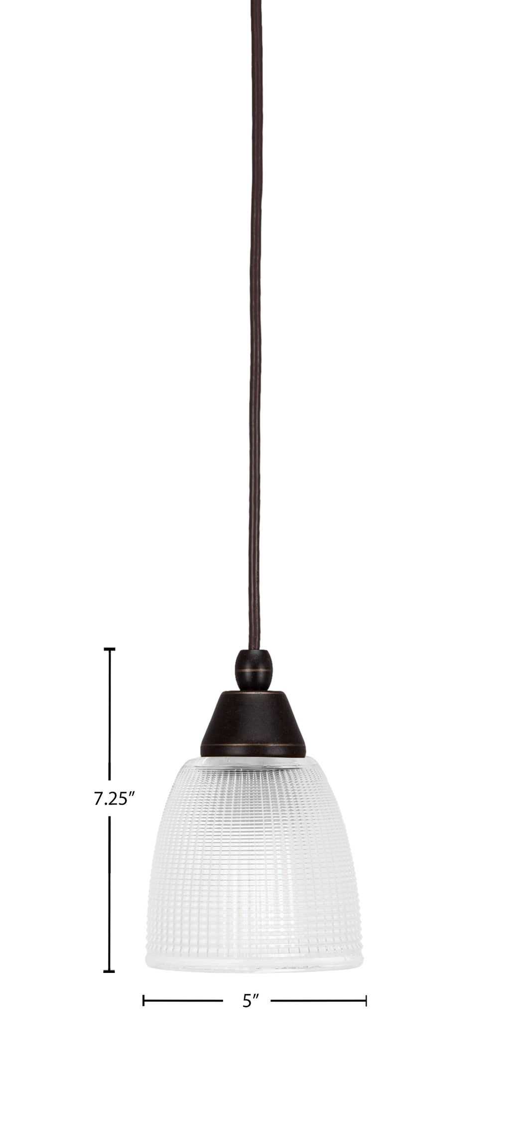 Any One Light Mini Pendant in Dark Granite with Clear Ribbed Shade