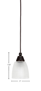 Any One Light Mini Pendant in Dark Granite with Clear Ribbed Shade
