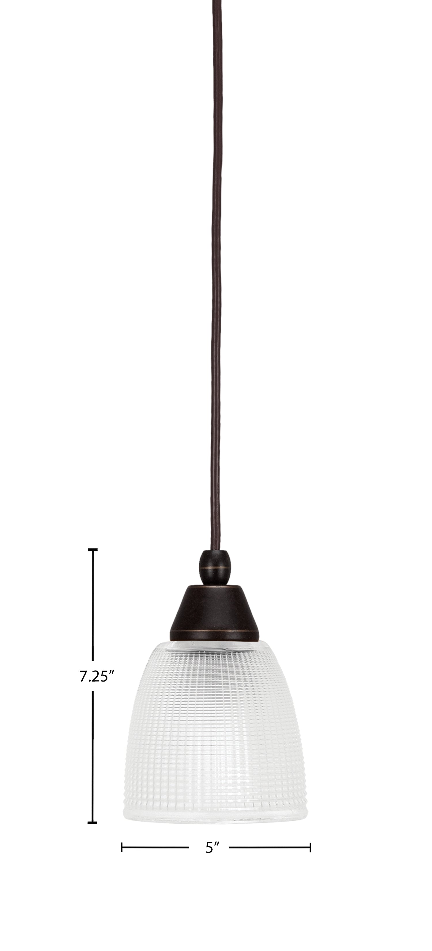 Any One Light Mini Pendant in Dark Granite with Clear Ribbed Shade
