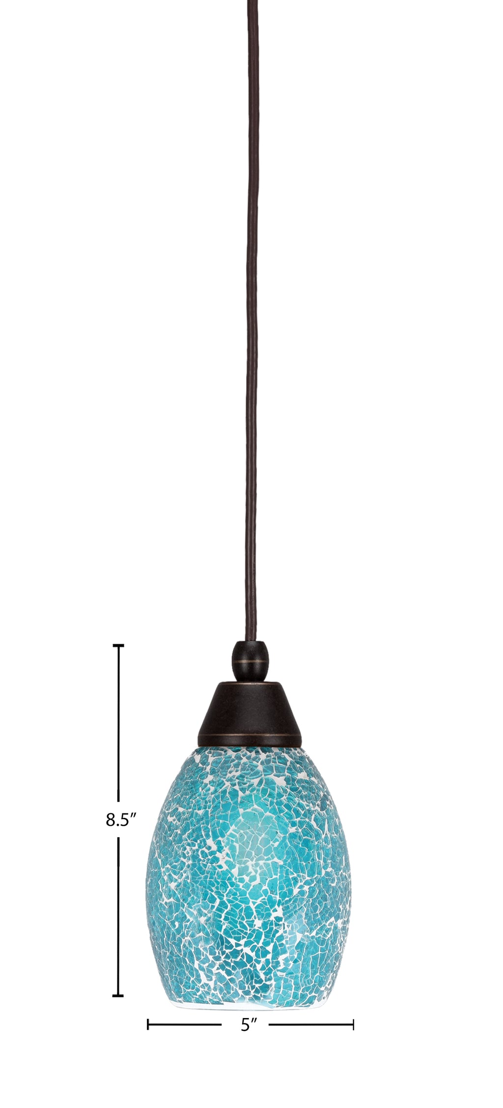 Any One Light Mini Pendant in Dark Granite with Turquoise Fusion Shade