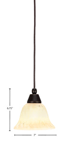 Any One Light Mini Pendant in Dark Granite with 7" Italian Marble Shade