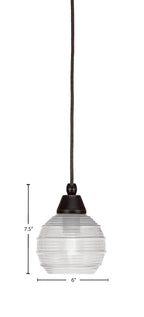 Any One Light Mini Pendant in Dark Granite with Clear Ribbed Shade