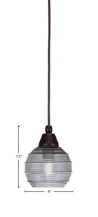 Any One Light Mini Pendant in Dark Granite with Smoke Ribbed Shade