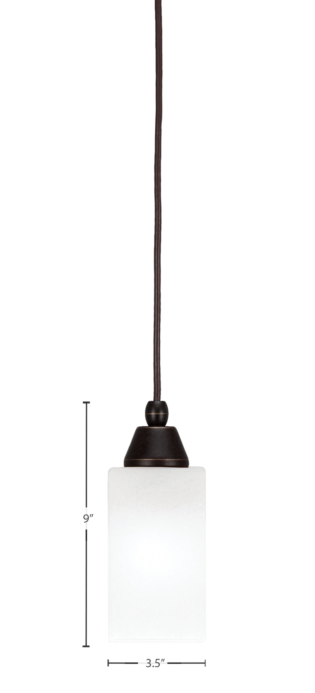 Any One Light Mini Pendant in Dark Granite with Square White Marble Shade