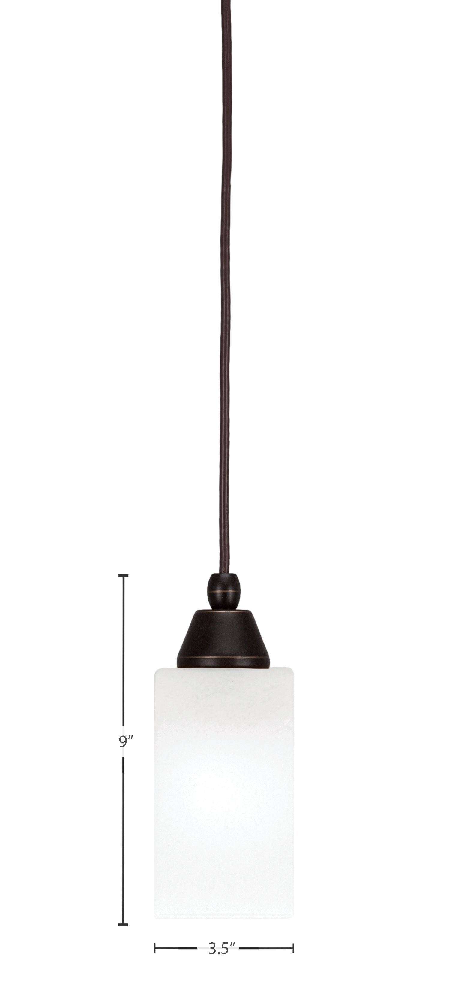 Any One Light Mini Pendant in Dark Granite with Square White Marble Shade