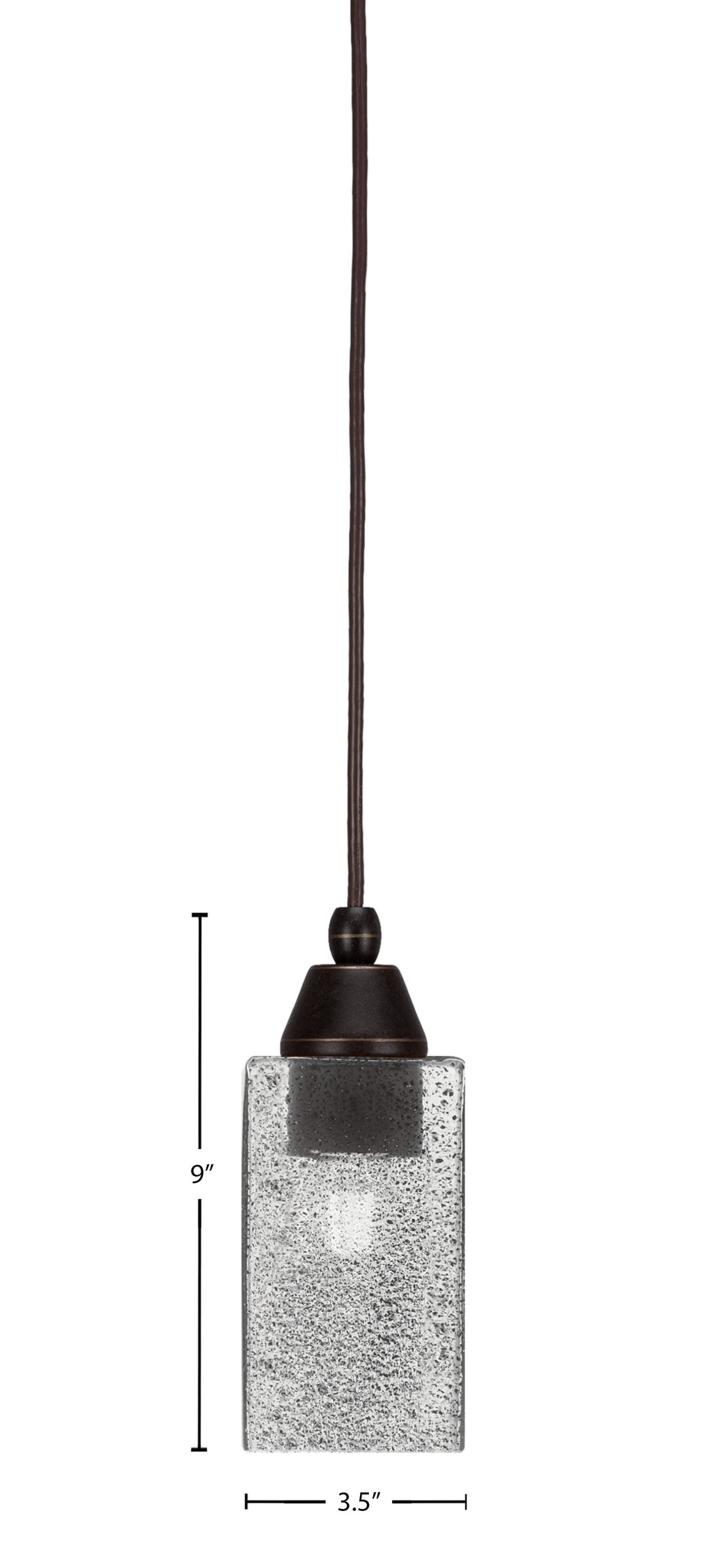 Any One Light Mini Pendant in Dark Granite with Square Smoke Bubble Shade