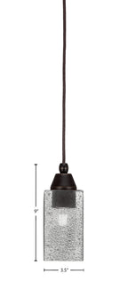 Any One Light Mini Pendant in Dark Granite with Square Smoke Bubble Shade