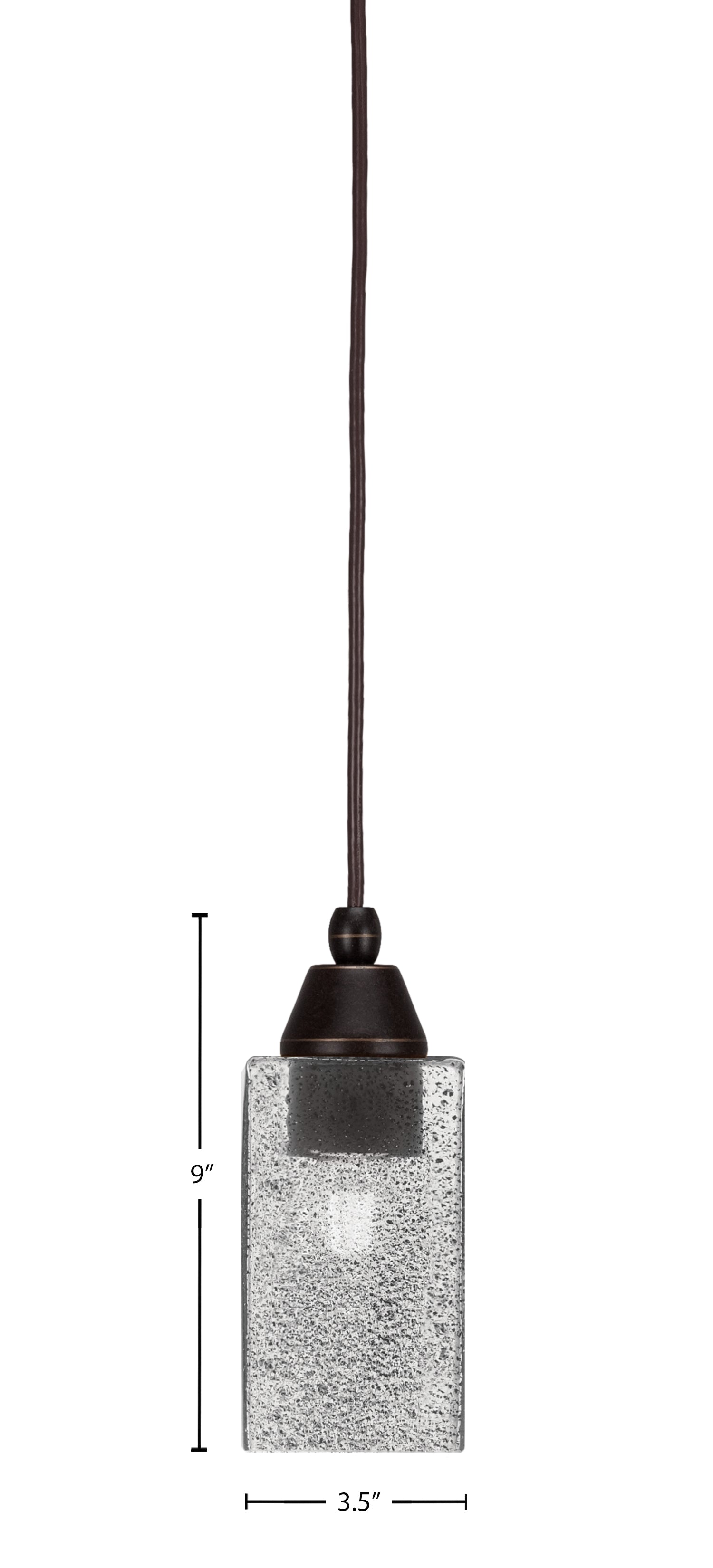 Any One Light Mini Pendant in Dark Granite with Square Smoke Bubble Shade