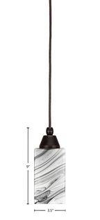 Any One Light Mini Pendant in Dark Granite with Square Onyx Swirl Shade