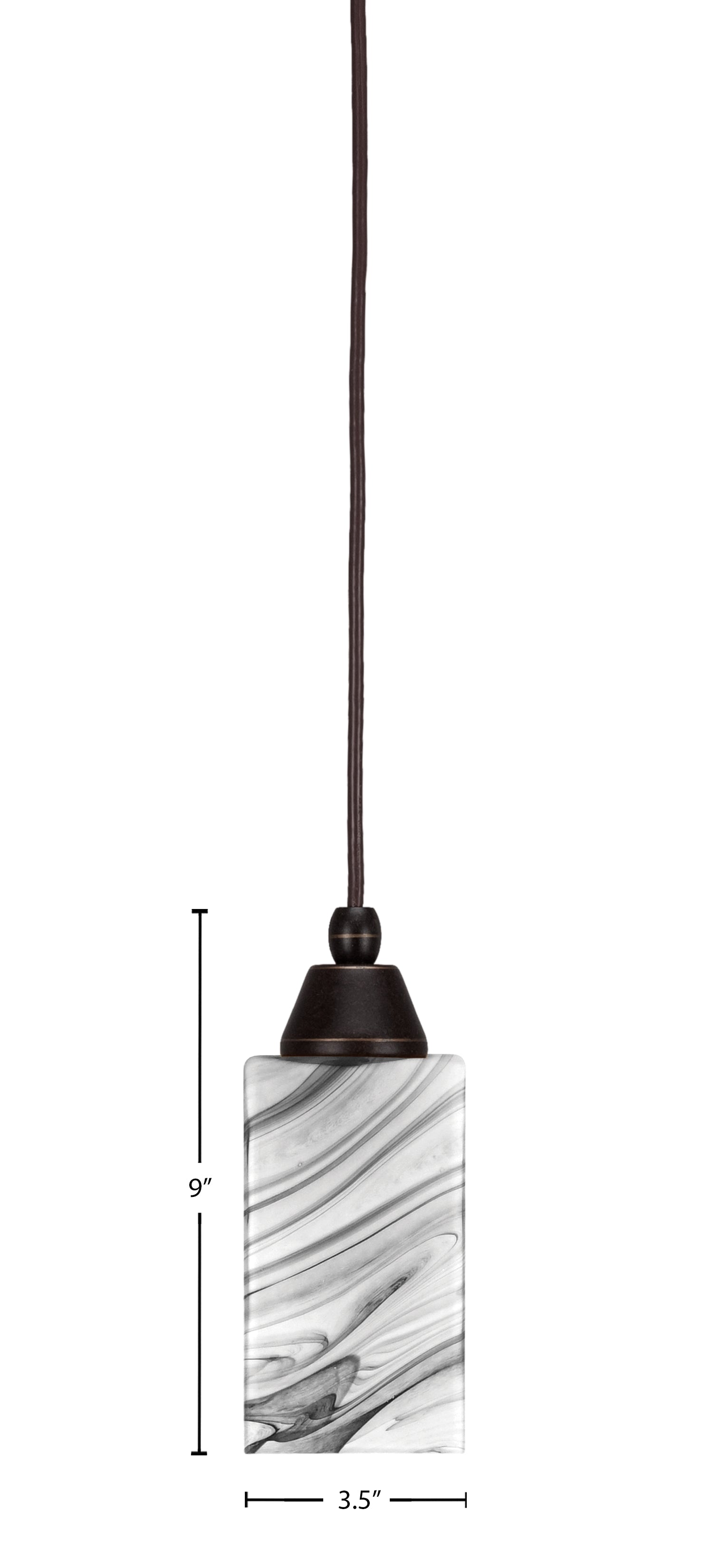 Any One Light Mini Pendant in Dark Granite with Square Onyx Swirl Shade