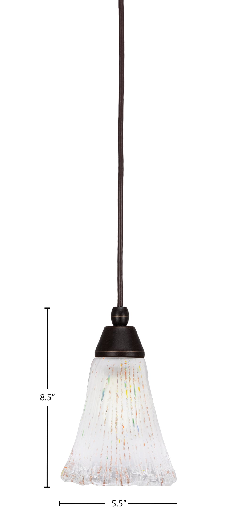 Any One Light Mini Pendant in Dark Granite with 5.5" Fluted Frosted Crystal Shade