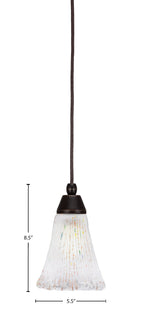 Any One Light Mini Pendant in Dark Granite with 5.5" Fluted Frosted Crystal Shade