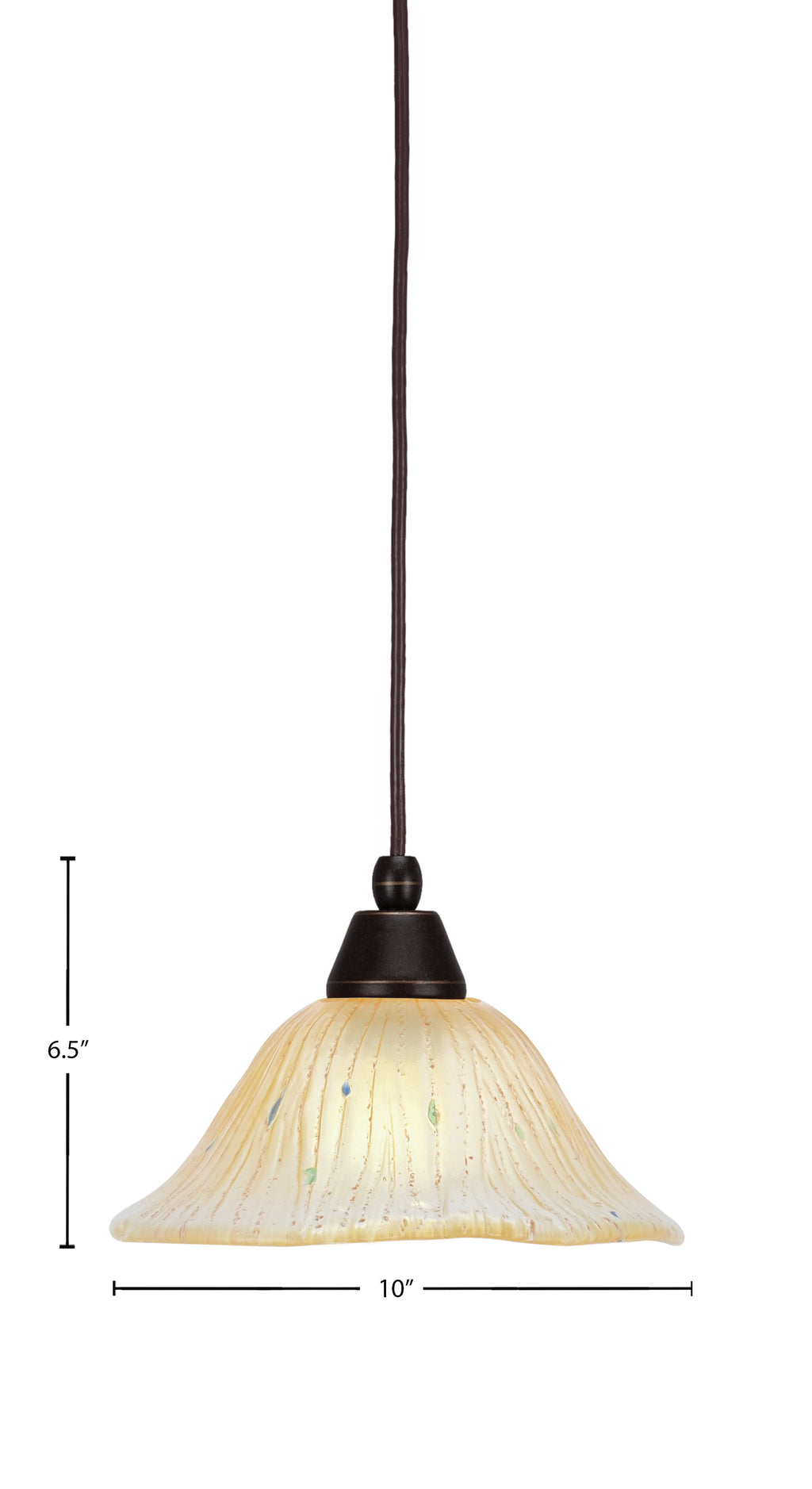 Any One Light Mini Pendant in Dark Granite with 10" Amber Crystal Shade