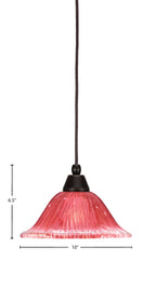 Any One Light Mini Pendant in Dark Granite with 10" Raspberry Crystal Shade