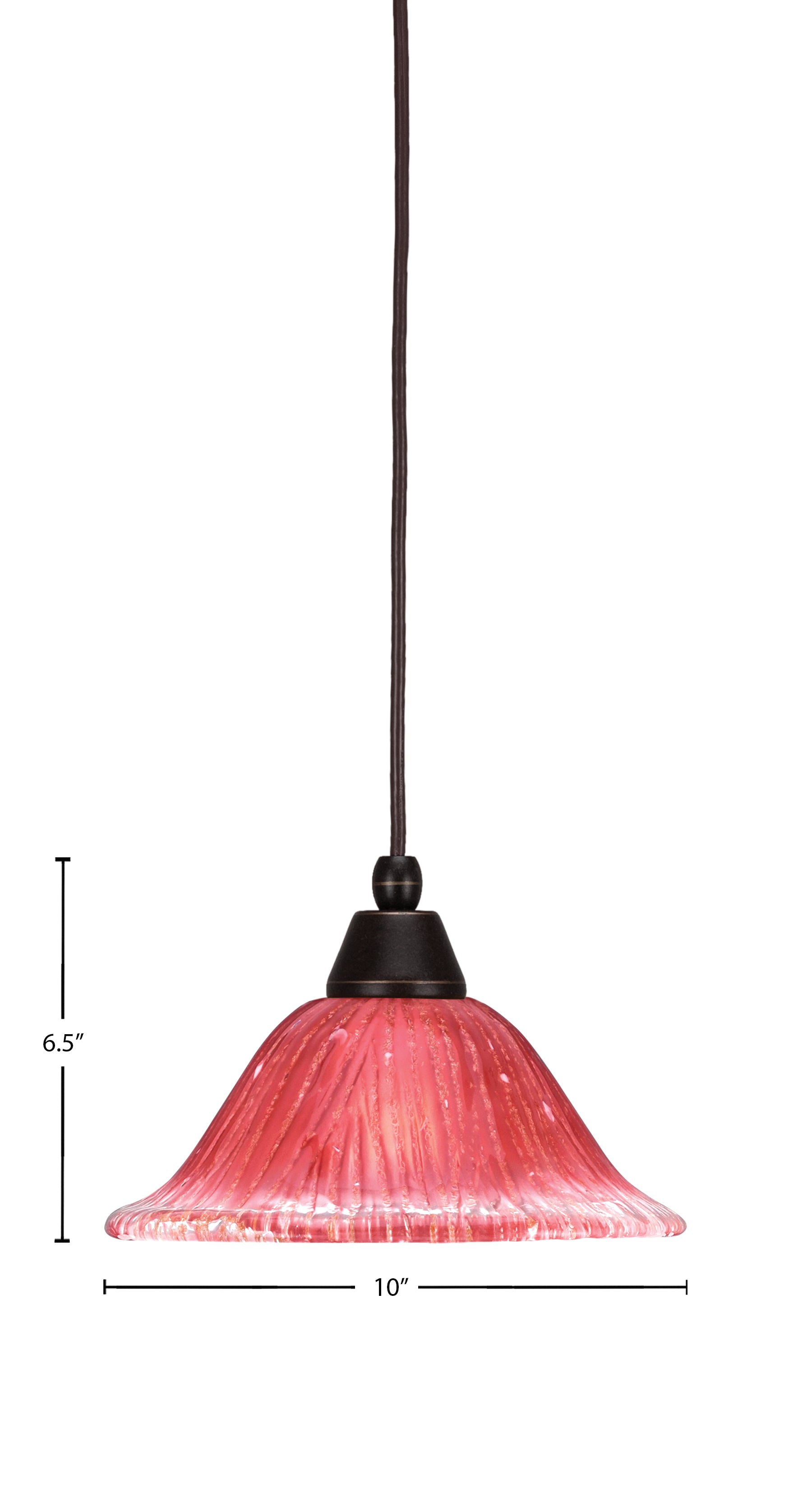 Any One Light Mini Pendant in Dark Granite with 10" Raspberry Crystal Shade