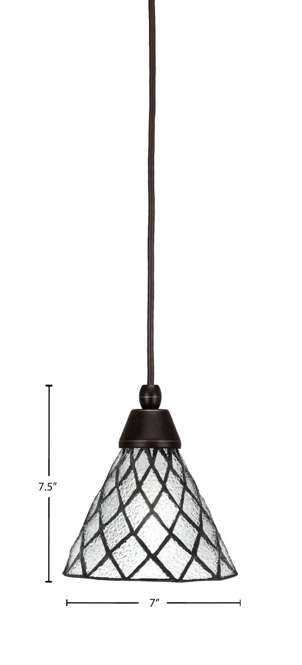 Any One Light Mini Pendant in Dark Granite with Diamond Ice Art Glass Shade