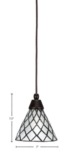 Any One Light Mini Pendant in Dark Granite with Diamond Ice Art Glass Shade
