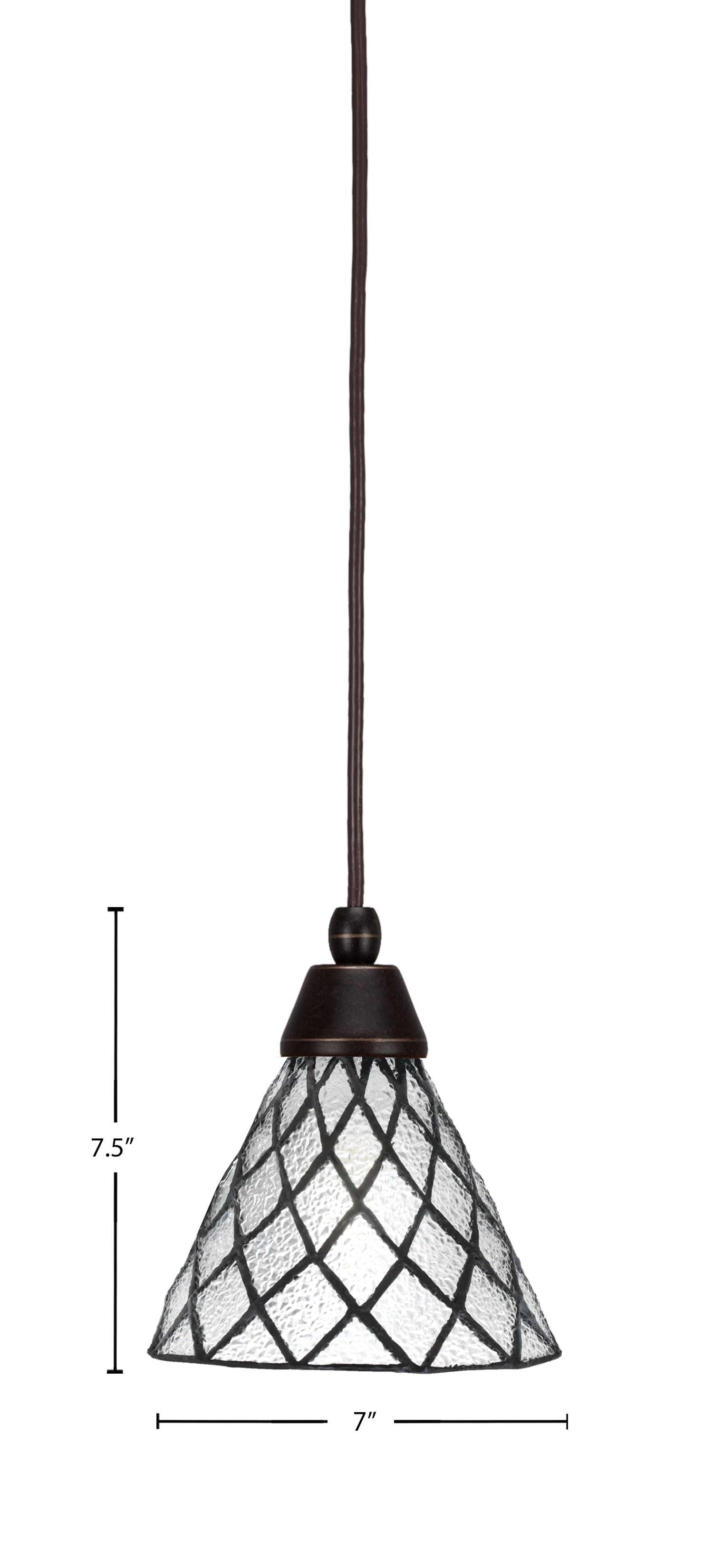Any One Light Mini Pendant in Dark Granite with Diamond Ice Art Glass Shade