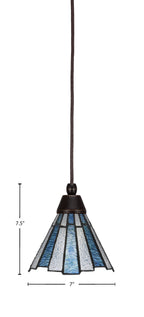 Any One Light Mini Pendant in Dark Granite with 7" Sea Ice Art Glass Shade