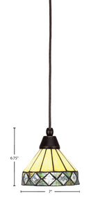 Any One Light Mini Pendant in Dark Granite with Diamond Peak Art Glass Shade