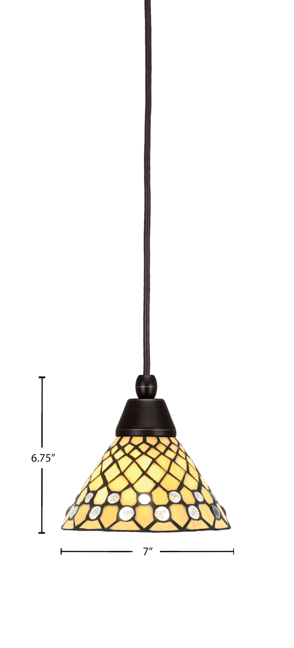 Any One Light Mini Pendant in Dark Granite with Starlight Art Glass Shade