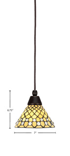 Any One Light Mini Pendant in Dark Granite with Starlight Art Glass Shade