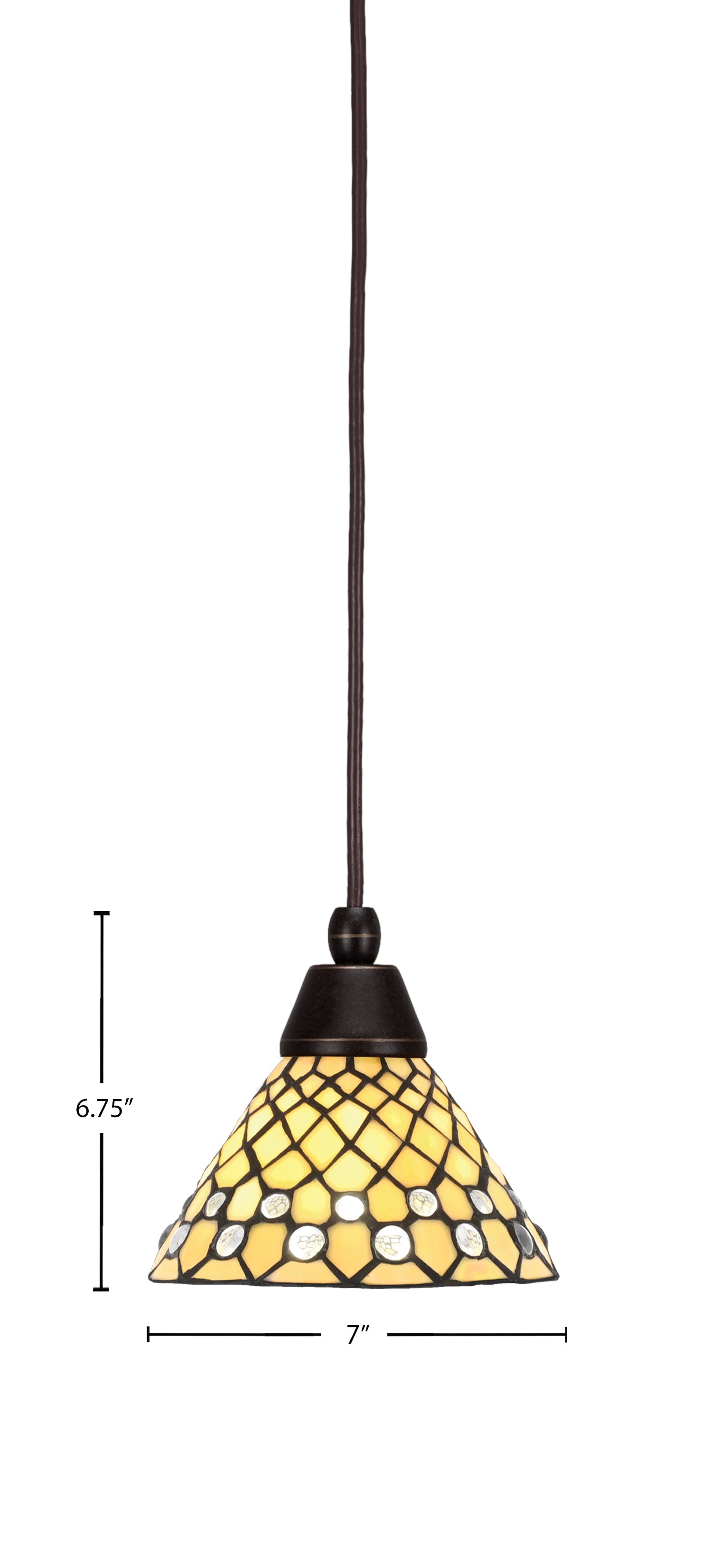 Any One Light Mini Pendant in Dark Granite with Starlight Art Glass Shade
