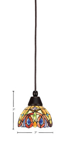 Any One Light Mini Pendant in Dark Granite with Lynx Art Glass Shade
