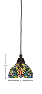 Any One Light Mini Pendant in Dark Granite with Kaleidoscope Art Glass Shade